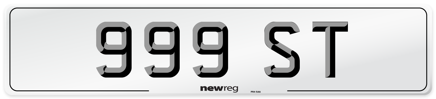 999 ST Number Plate from New Reg